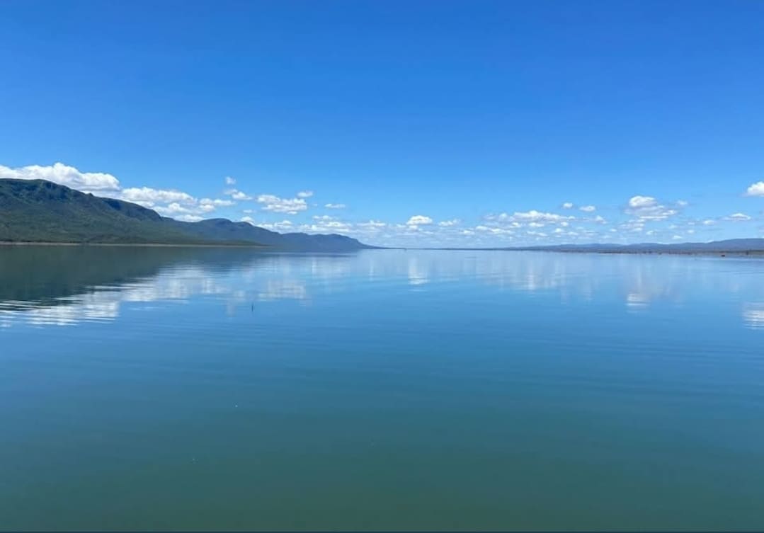Jozini Dam under blue skies